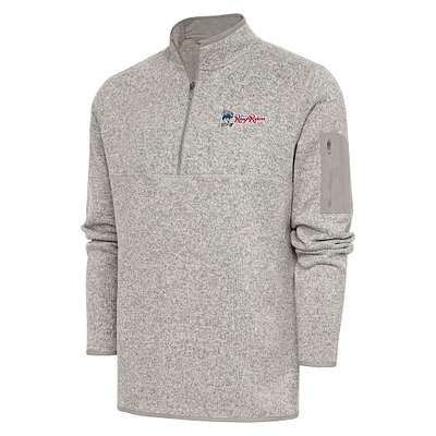Men's Antigua  Oatmeal Frisco RoughRiders Fortune Quarter-Zip Pullover Jacket