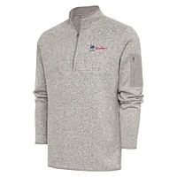 Men's Antigua  Oatmeal Frisco RoughRiders Fortune Quarter-Zip Pullover Jacket