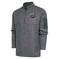 Men's Antigua  Heather Charcoal Great Lakes Loons Fortune Quarter-Zip Pullover Jacket