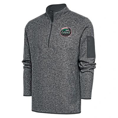 Men's Antigua  Heather Charcoal Great Lakes Loons Fortune Quarter-Zip Pullover Jacket