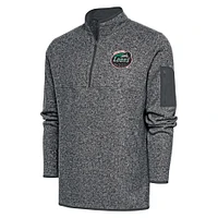 Men's Antigua  Heather Charcoal Great Lakes Loons Fortune Quarter-Zip Pullover Jacket