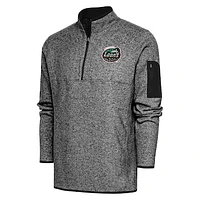 Men's Antigua  Heather Black Great Lakes Loons Fortune Quarter-Zip Pullover Jacket