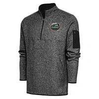 Men's Antigua  Heather Black Great Lakes Loons Fortune Quarter-Zip Pullover Jacket