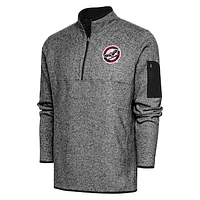 Men's Antigua Heather Louisville Bats Fortune Quarter-Zip Pullover Jacket