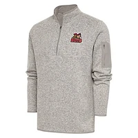 Men's Antigua  Oatmeal Modesto Nuts Fortune Quarter-Zip Pullover Jacket