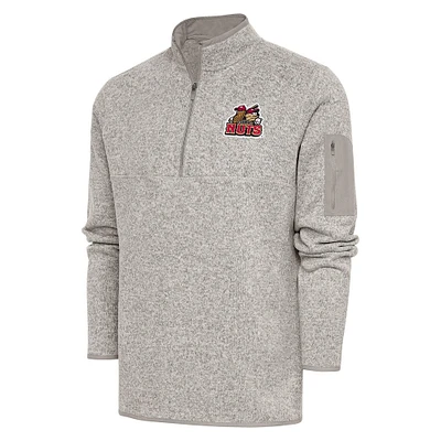 Men's Antigua  Oatmeal Modesto Nuts Fortune Quarter-Zip Pullover Jacket