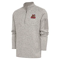 Men's Antigua  Oatmeal Modesto Nuts Fortune Quarter-Zip Pullover Jacket