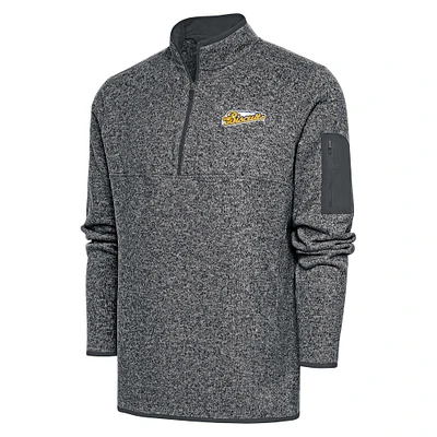 Men's Antigua  Heather Charcoal Montgomery Biscuits Fortune Quarter-Zip Pullover Jacket