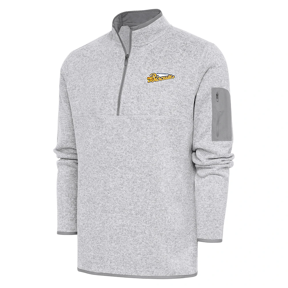 Men's Antigua Heather Montgomery Biscuits Fortune Quarter-Zip Pullover Jacket