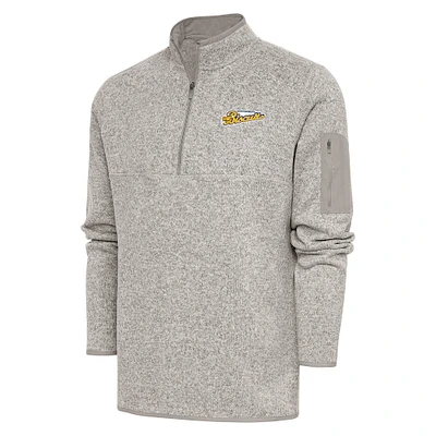 Men's Antigua  Oatmeal Montgomery Biscuits Fortune Quarter-Zip Pullover Jacket