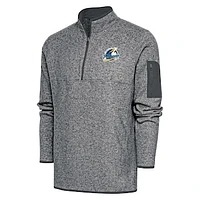 Men's Antigua  Heather Charcoal Myrtle Beach Pelicans Fortune Quarter-Zip Pullover Jacket