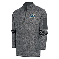 Men's Antigua  Heather Charcoal Myrtle Beach Pelicans Fortune Quarter-Zip Pullover Jacket