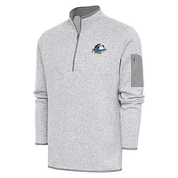 Men's Antigua Heather Myrtle Beach Pelicans Fortune Quarter-Zip Pullover Jacket