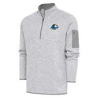 Men's Antigua Heather Myrtle Beach Pelicans Fortune Quarter-Zip Pullover Jacket