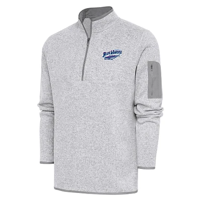 Men's Antigua Heather Pensacola Blue Wahoos Fortune Quarter-Zip Pullover Jacket