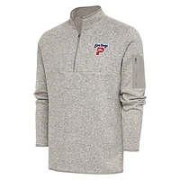 Men's Antigua  Oatmeal Portland Sea Dogs Fortune Quarter-Zip Pullover Jacket