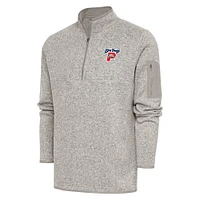 Men's Antigua  Oatmeal Portland Sea Dogs Fortune Quarter-Zip Pullover Jacket