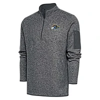 Men's Antigua  Heather Charcoal Quad Cities River Bandits Fortune Quarter-Zip Pullover Jacket