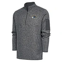 Men's Antigua  Heather Charcoal Quad Cities River Bandits Fortune Quarter-Zip Pullover Jacket