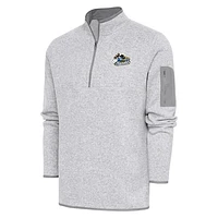 Men's Antigua Heather Quad Cities River Bandits Fortune Quarter-Zip Pullover Jacket