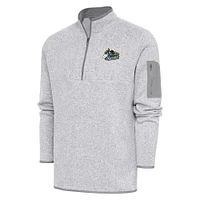 Men's Antigua Heather Quad Cities River Bandits Fortune Quarter-Zip Pullover Jacket
