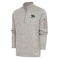 Men's Antigua  Oatmeal Quad Cities River Bandits Fortune Quarter-Zip Pullover Jacket