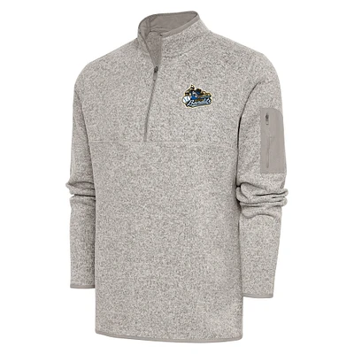 Men's Antigua  Oatmeal Quad Cities River Bandits Fortune Quarter-Zip Pullover Jacket