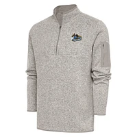 Men's Antigua  Oatmeal Quad Cities River Bandits Fortune Quarter-Zip Pullover Jacket