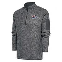 Men's Antigua  Heather Charcoal Somerset Patriots Fortune Quarter-Zip Pullover Jacket