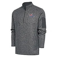 Men's Antigua  Heather Charcoal Somerset Patriots Fortune Quarter-Zip Pullover Jacket