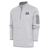 Men's Antigua Heather Somerset Patriots Fortune Quarter-Zip Pullover Jacket