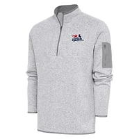 Men's Antigua Heather Somerset Patriots Fortune Quarter-Zip Pullover Jacket