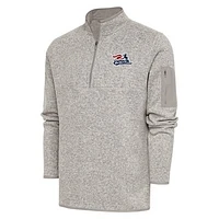 Men's Antigua  Oatmeal Somerset Patriots Fortune Quarter-Zip Pullover Jacket