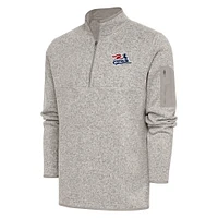 Men's Antigua  Oatmeal Somerset Patriots Fortune Quarter-Zip Pullover Jacket