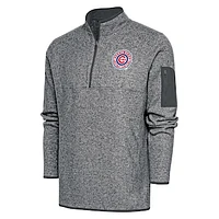 Men's Antigua  Heather Charcoal South Bend Cubs Fortune Quarter-Zip Pullover Jacket