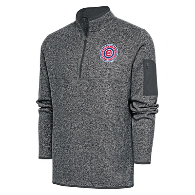 Men's Antigua  Heather Charcoal South Bend Cubs Fortune Quarter-Zip Pullover Jacket