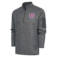 Men's Antigua  Heather Charcoal South Bend Cubs Fortune Quarter-Zip Pullover Jacket