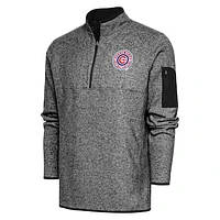 Men's Antigua  Heather Black South Bend Cubs Fortune Quarter-Zip Pullover Jacket