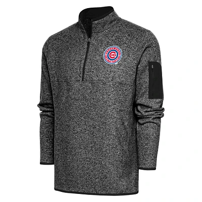 Men's Antigua  Heather Black South Bend Cubs Fortune Quarter-Zip Pullover Jacket