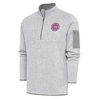 Men's Antigua  Heather Gray South Bend Cubs Fortune Quarter-Zip Pullover Jacket