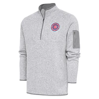 Men's Antigua  Heather Gray South Bend Cubs Fortune Quarter-Zip Pullover Jacket