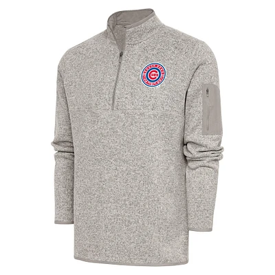 Men's Antigua  Oatmeal South Bend Cubs Fortune Quarter-Zip Pullover Jacket