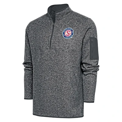 Men's Antigua  Heather Charcoal Spokane Indians Fortune Quarter-Zip Pullover Jacket