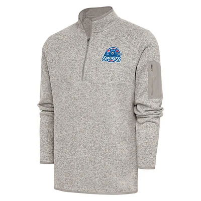 Men's Antigua  Oatmeal Tennessee Smokies Fortune Quarter-Zip Pullover Jacket