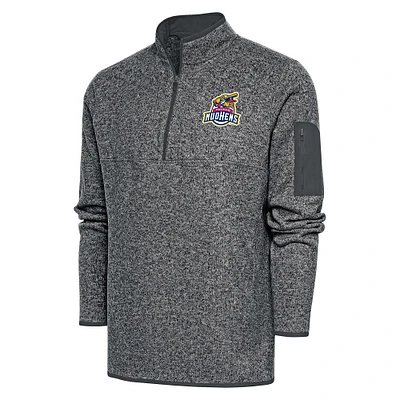 Men's Antigua  Heather Charcoal Toledo Mud Hens Fortune Quarter-Zip Pullover Jacket
