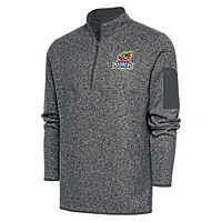 Men's Antigua  Heather Charcoal Toledo Mud Hens Fortune Quarter-Zip Pullover Jacket