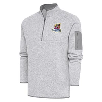 Men's Antigua Heather Toledo Mud Hens Fortune Quarter-Zip Pullover Jacket