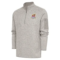 Men's Antigua  Oatmeal Toledo Mud Hens Fortune Quarter-Zip Pullover Jacket