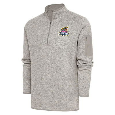 Men's Antigua  Oatmeal Toledo Mud Hens Fortune Quarter-Zip Pullover Jacket