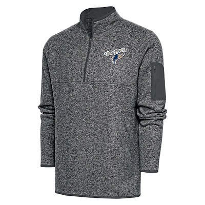 Men's Antigua  Heather Charcoal Tri-City Dust Devils Fortune Quarter-Zip Pullover Jacket
